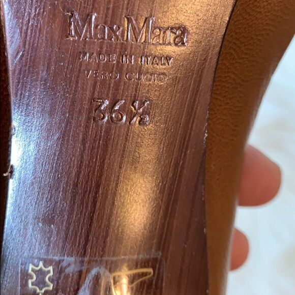 MaxMara Brown Leather Heels Size 36.5/6.5 - Picture 5 of 6